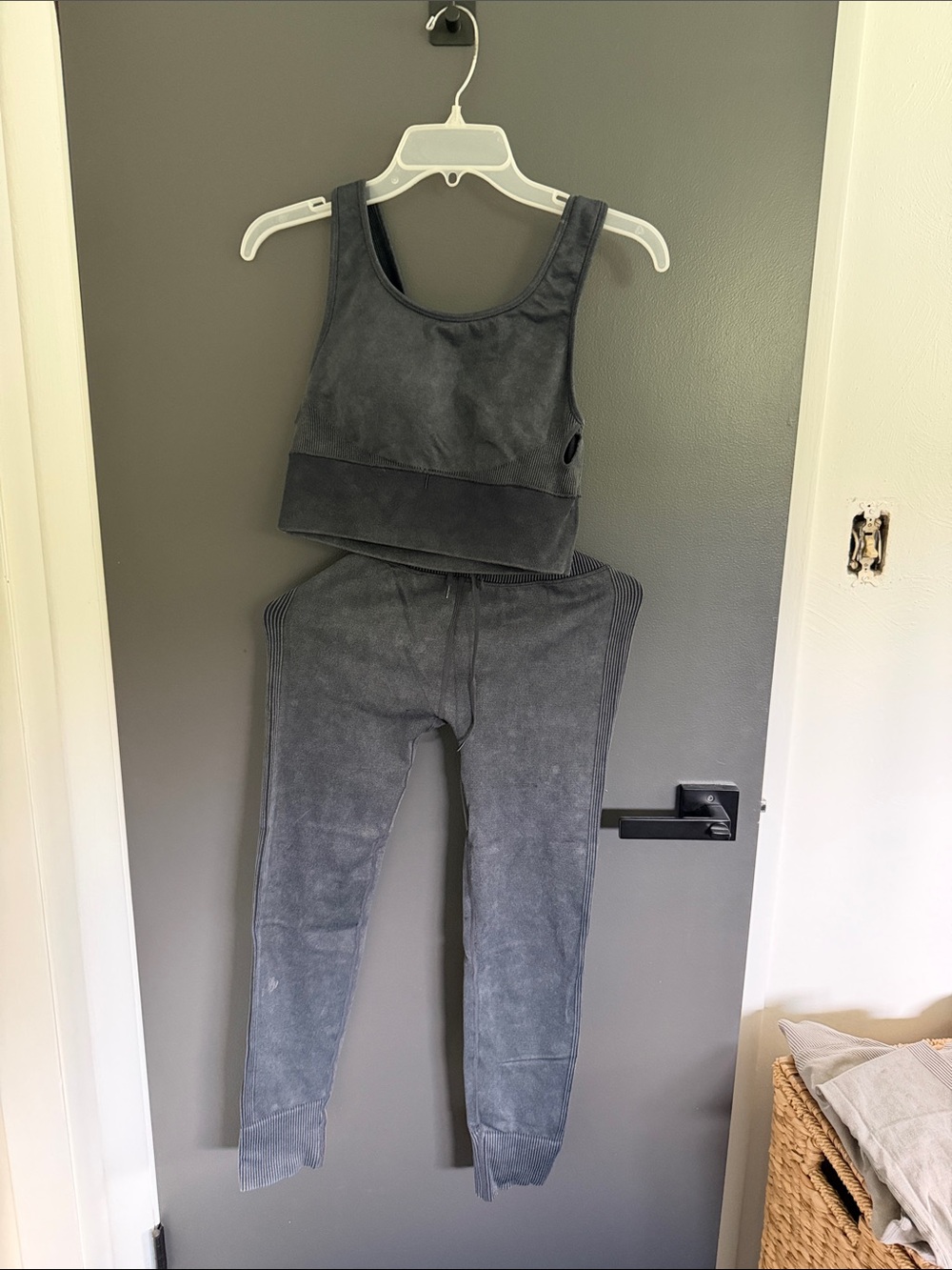 Harmony Balance Charcoal Ribbed Tank & Jogger Set - Women